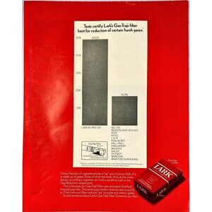 Lark Filter Cigarettes Tests certify reduction of harsh gases" Vtg Print Ad 1970